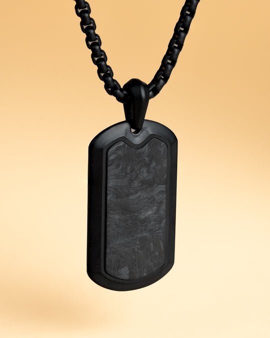 Full titanium necklace with black finish and Forged Carbon