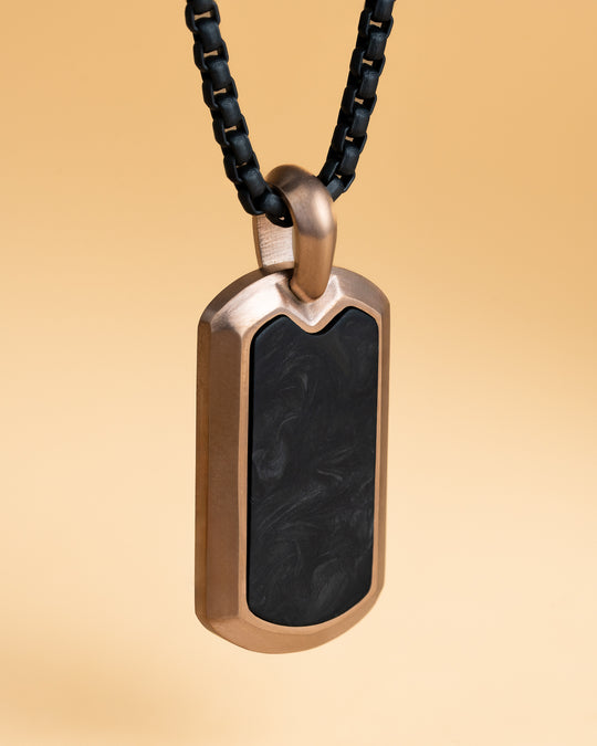 Full titanium necklace with bronze and Carbon Fiber finish