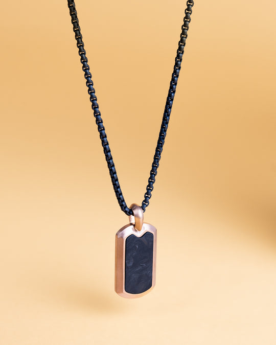 Full titanium necklace with bronze and Carbon Fiber finish