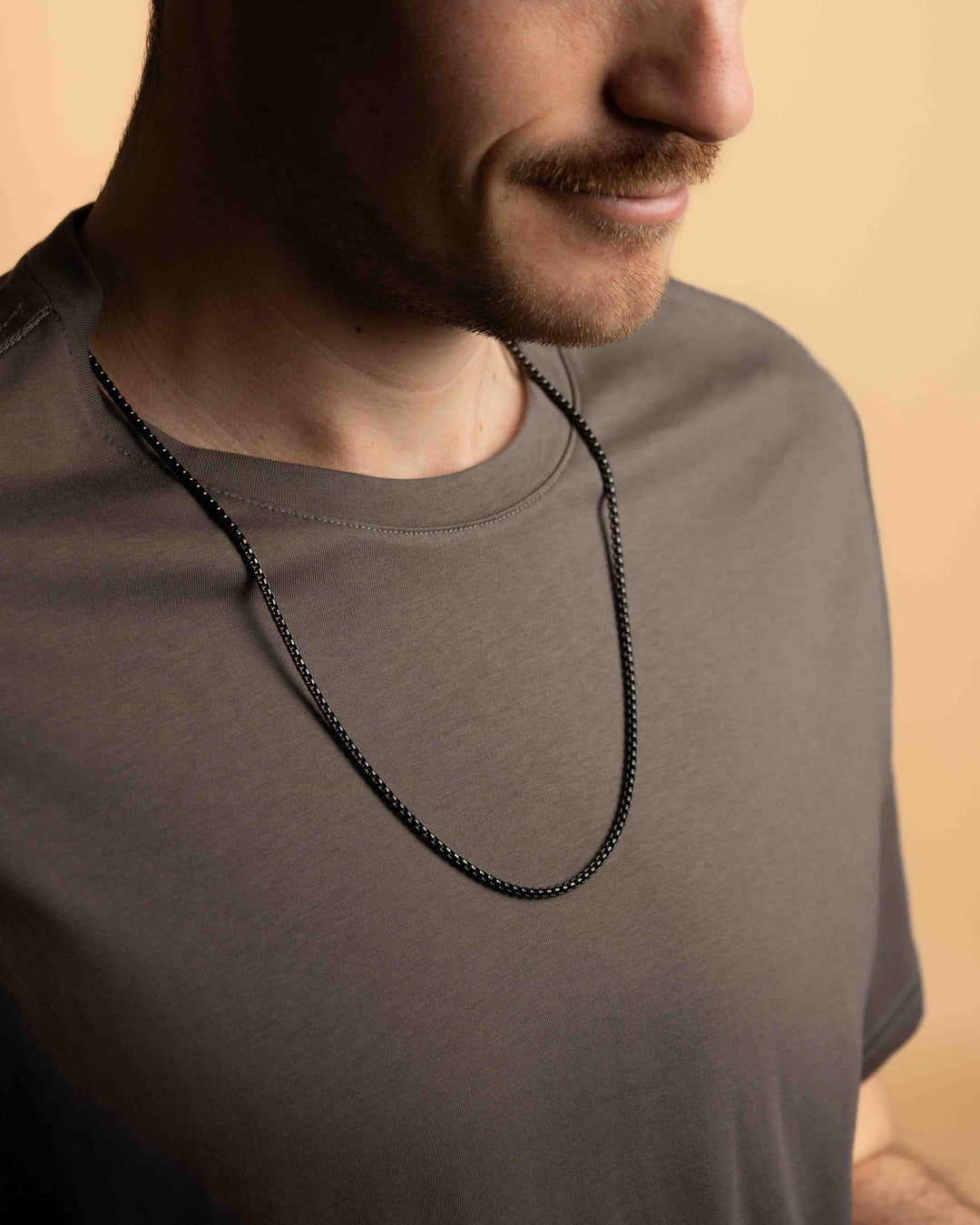 3mm Box chain necklace with a black finish