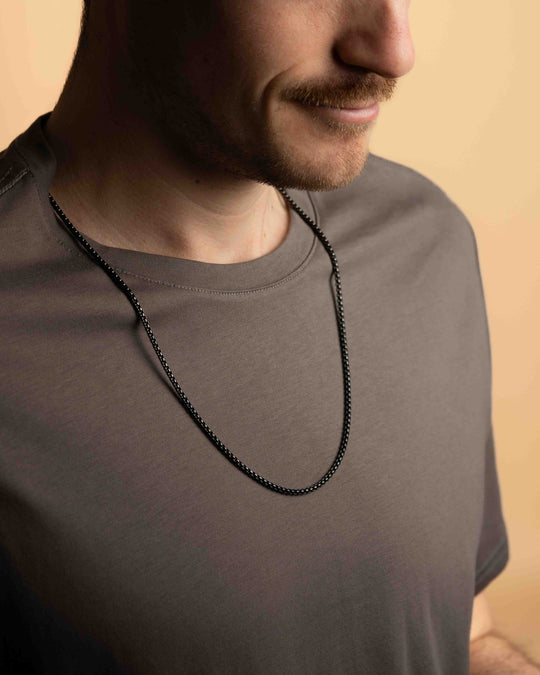 3mm Box chain necklace with a black finish