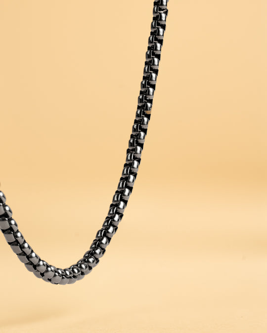 3mm Box chain necklace with a black finish