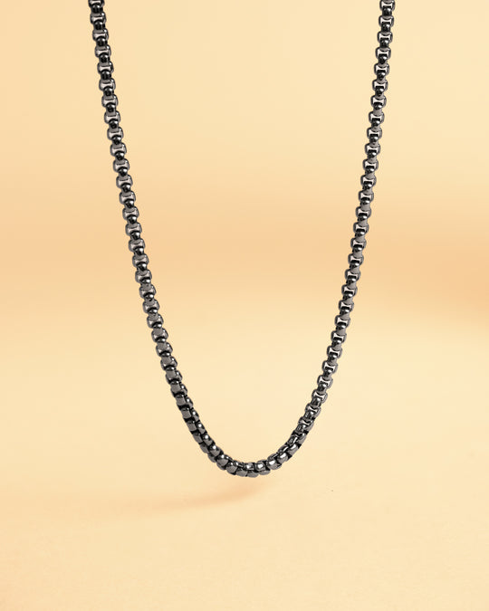 3mm Box chain necklace with a black finish