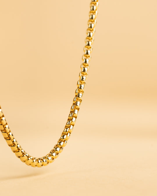 3mm Box chain necklace with a gold-plated finish