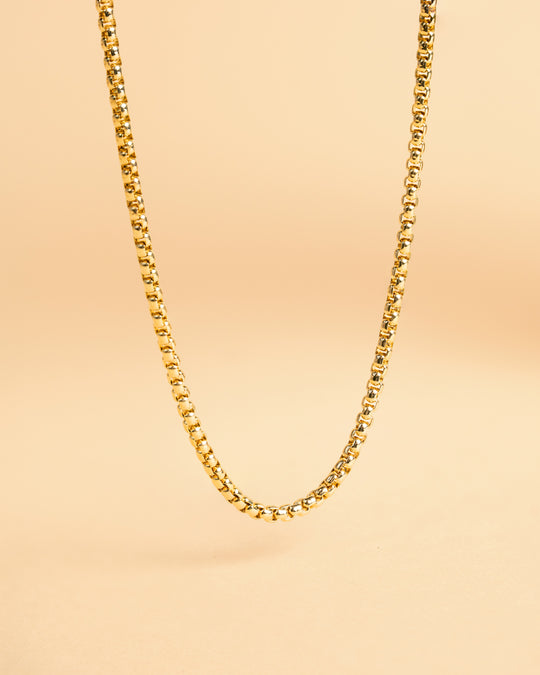 3mm Box chain necklace with a gold-plated finish