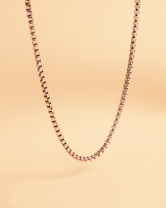 3mm Box chain necklace with a bronze finish
