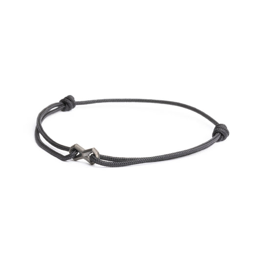 Black nylon bracelet with a black infinity sign