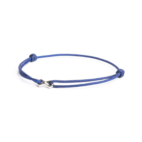 Blue nylon bracelet with a silver-plated infinity sign