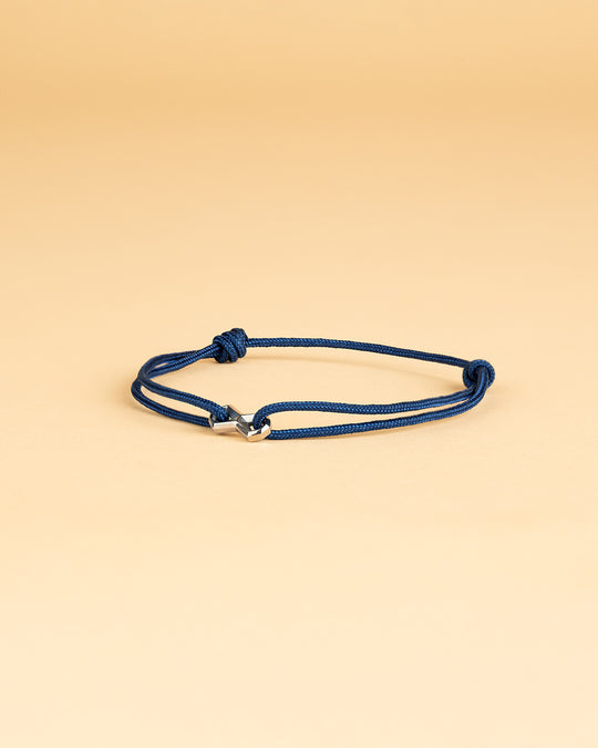 Blue nylon bracelet with a silver-plated infinity sign