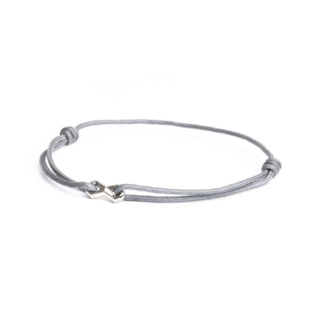 Grey nylon bracelet with a silver-plated infinity sign
