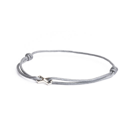 Grey nylon bracelet with a silver-plated infinity sign