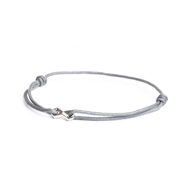 1.5mm Grey nylon bracelet with a silver-plated Infinity sign