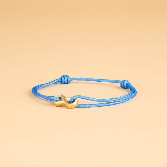 Light blue nylon bracelet with a titanium infinity sign