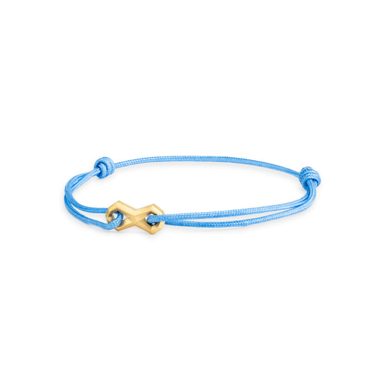 Light blue nylon bracelet with a titanium infinity sign