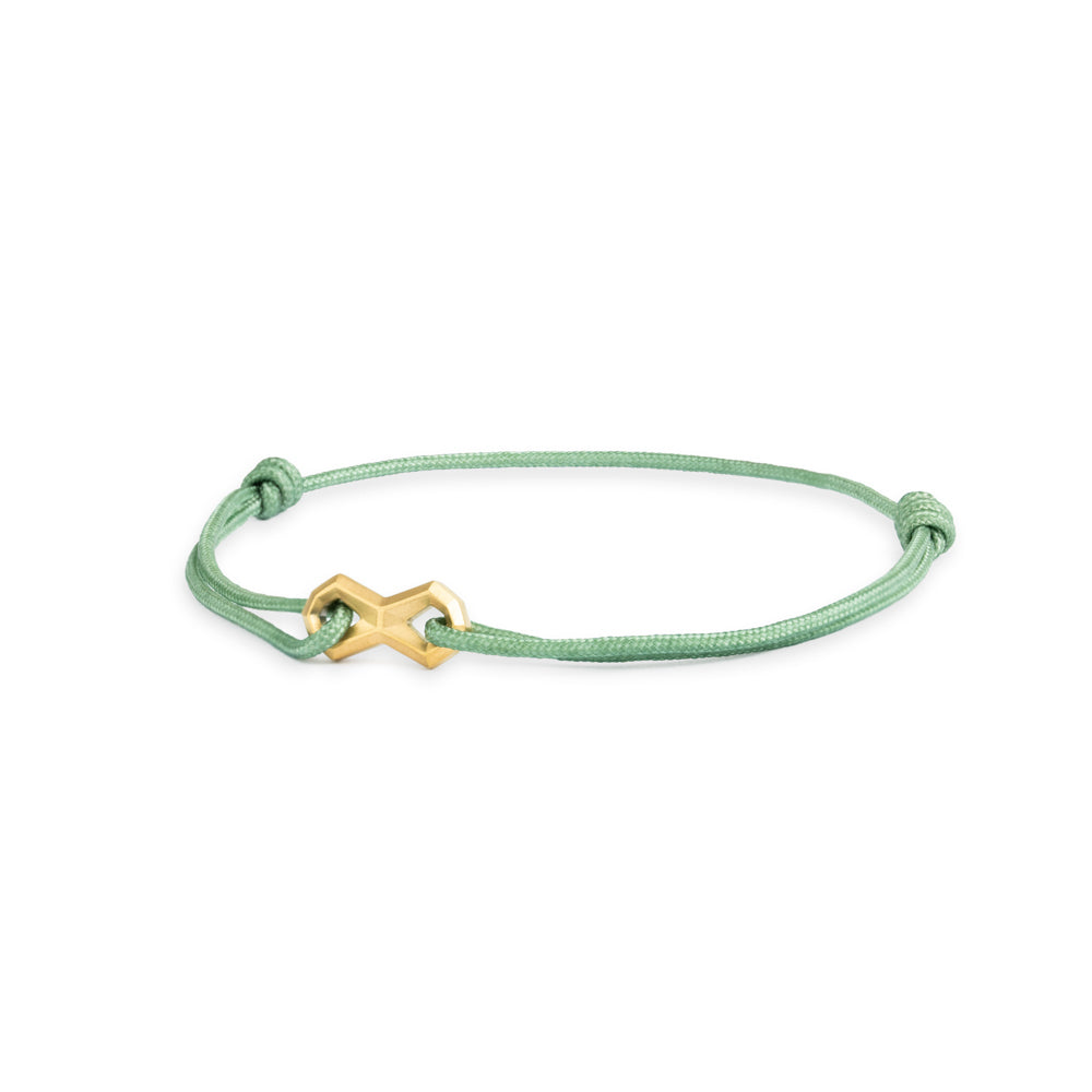 Green nylon bracelet with a titanium Infinity sign