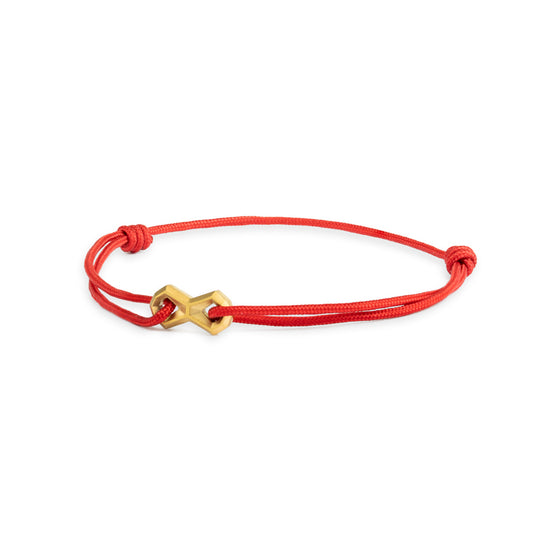 Red nylon bracelet with a titanium infinity sign
