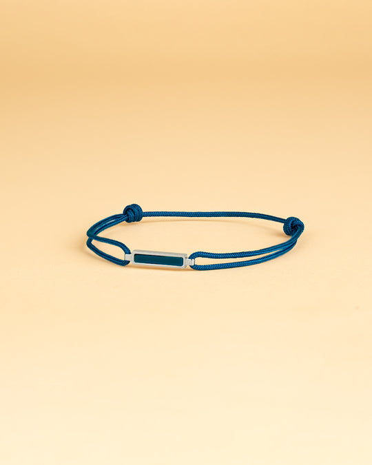 Blue nylon bracelet with a Blue Tiger Eye stone element