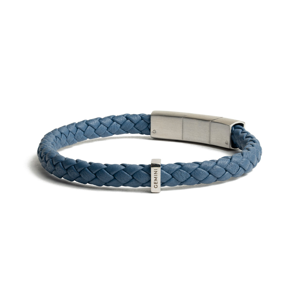Light blue Italian nappa leather bracelet