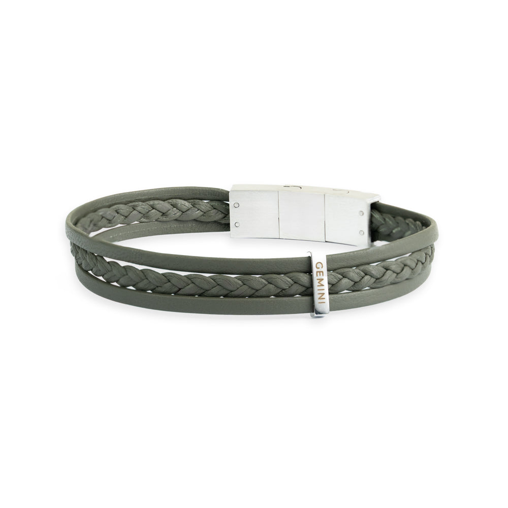 Triple green Italian nappa leather bracelet with silverplated finish