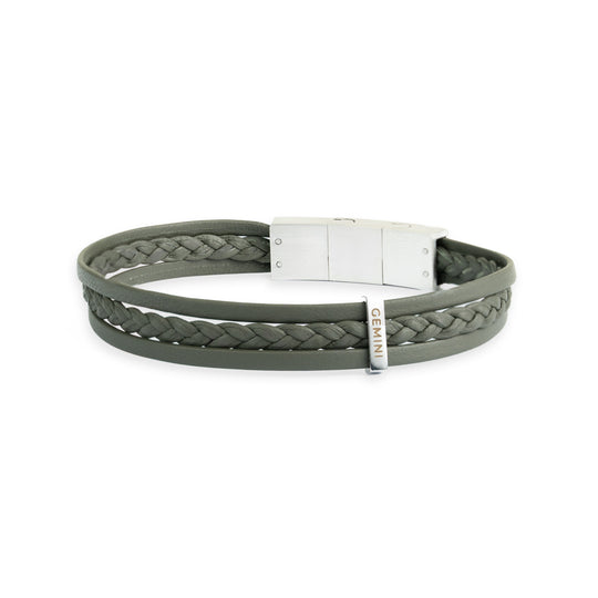 Triple green Italian nappa leather bracelet with silverplated finish
