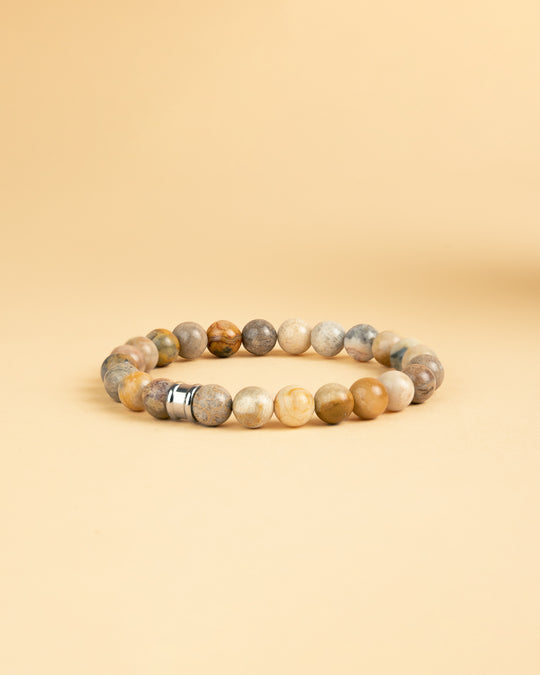 Bracelet with 8mm beige Jasper stone