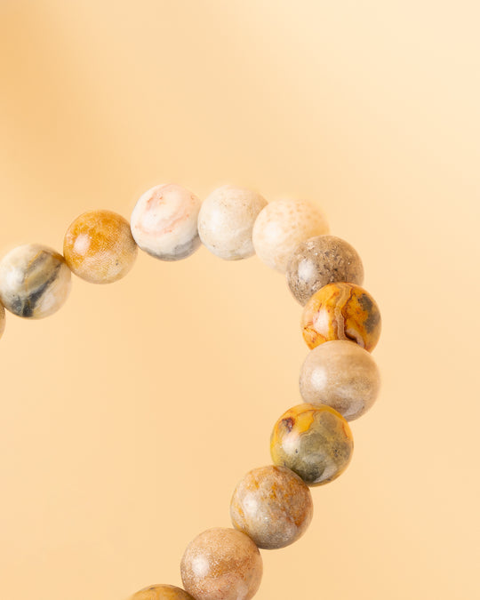 Bracelet with 8mm beige Jasper stone