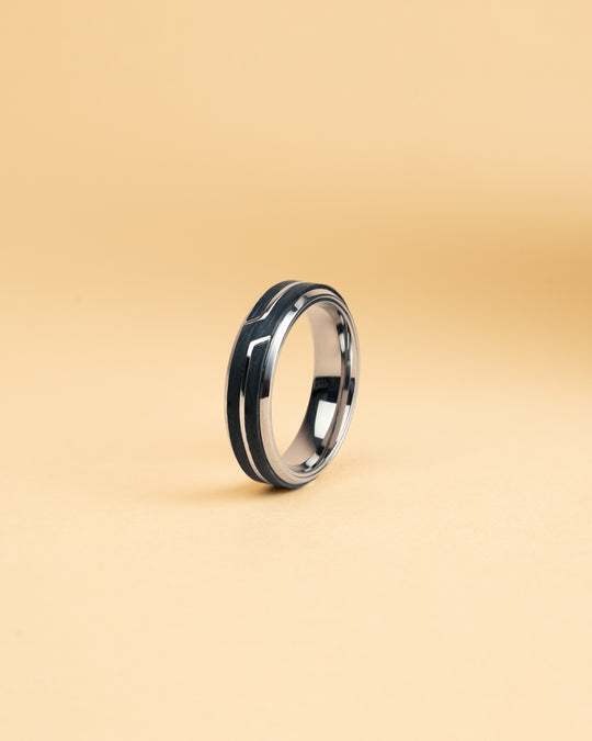 Titanium ring with Forged Carbon finish
