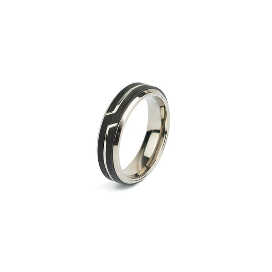 Titanium ring with Forged Carbon finish