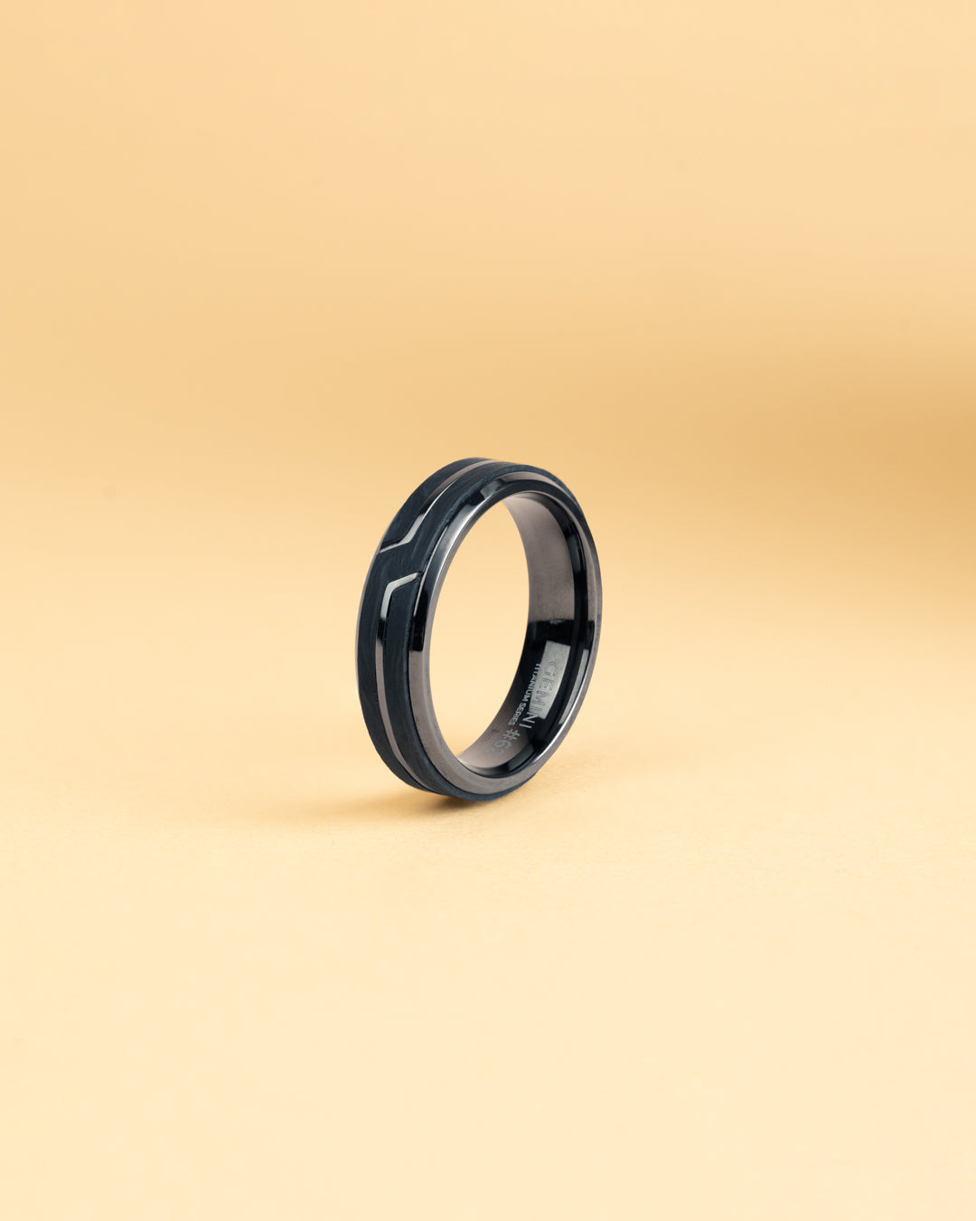 Black titanium ring with Forged Carbon finish – Gemini Official