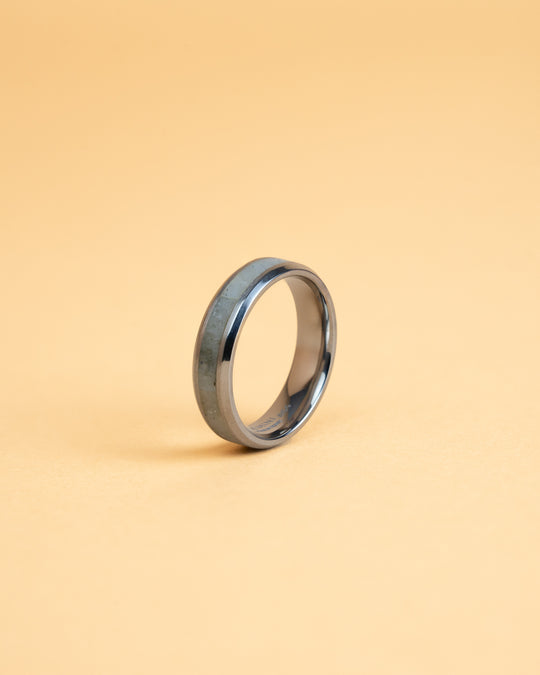 6mm Silver Titanium ring with Larvikite stone