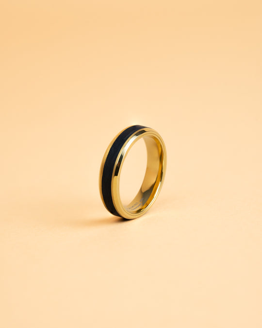 6mm Gold Titanium ring with forged Carbon