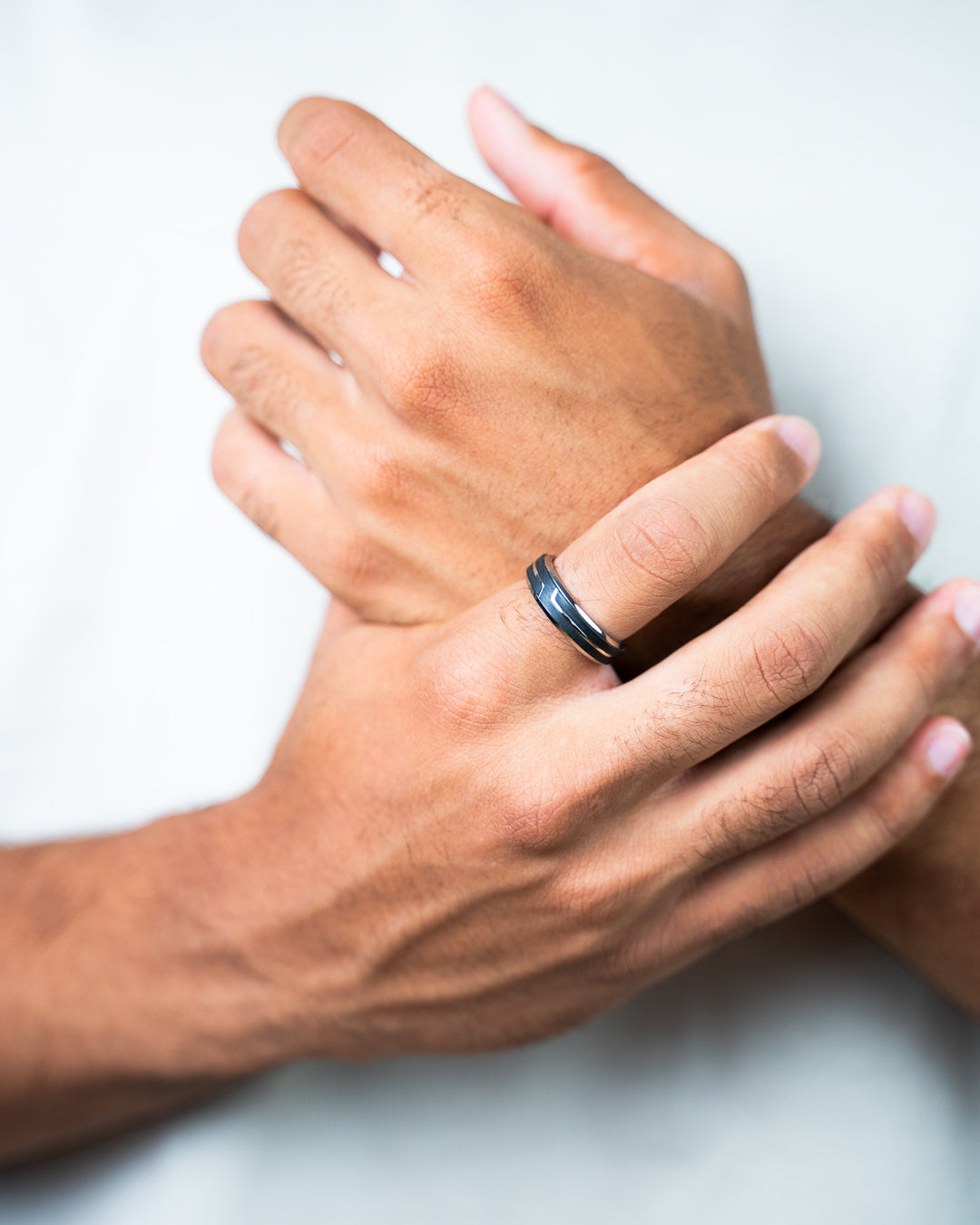 Titanium ring with Forged Carbon finish