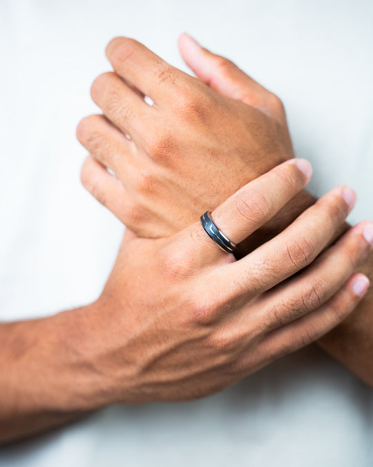 Titanium ring with Forged Carbon finish