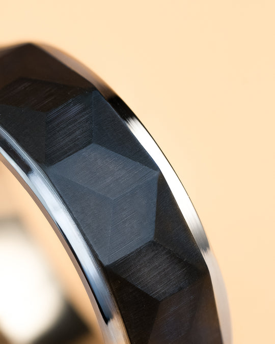 8mm Titanium ring with silver & black finish