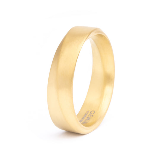 6mm Twisted full Gold-plated Titanium ring