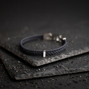 Double blue Italian nappa leather bracelet with silverplated finish