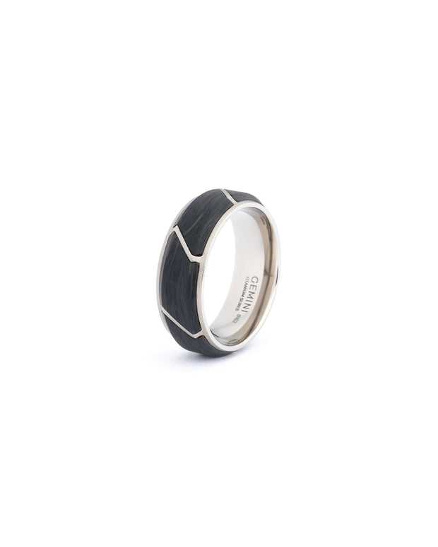 8mm Titanium ring with Forged Carbon finish