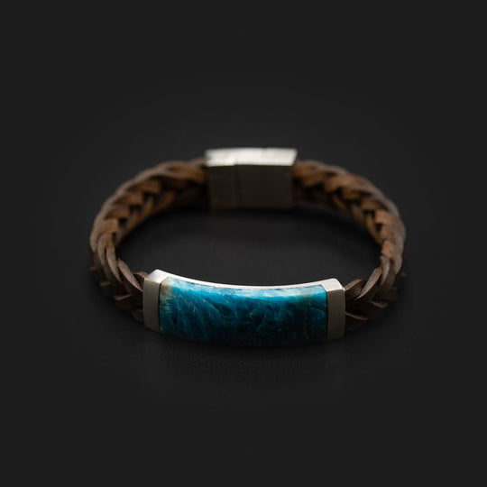 Leather bracelet with Grandidierite stone