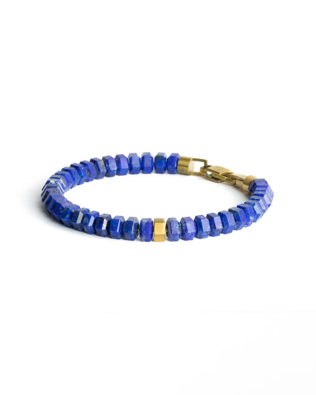 Exclusive bracelet with hand-cut Lapis Lazuli stone and 18k gold plating