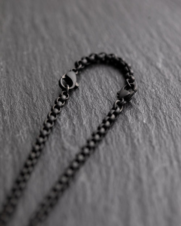 Full titanium necklace with black finish and Forged Carbon
