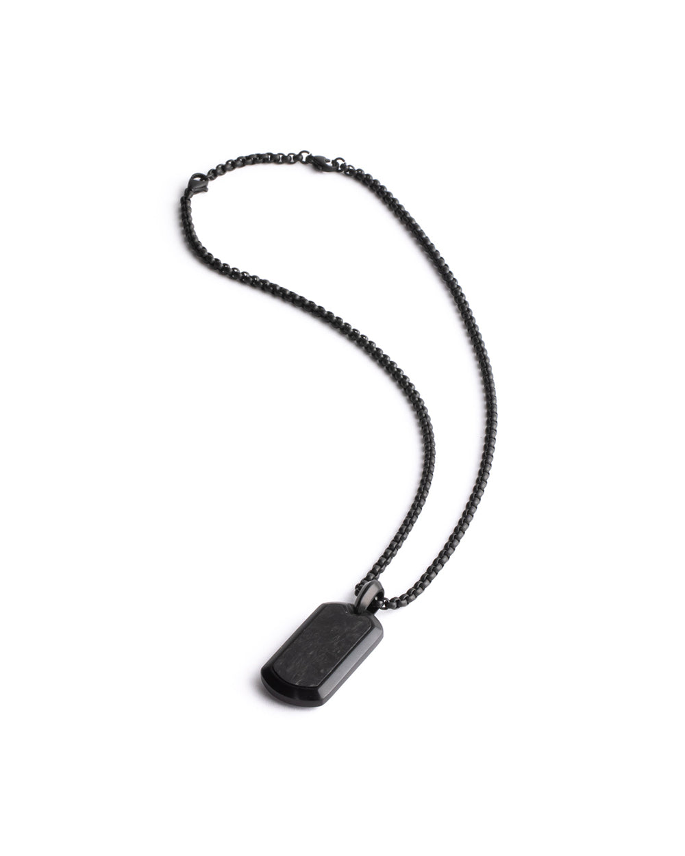 Full titanium necklace with black finish and Forged Carbon