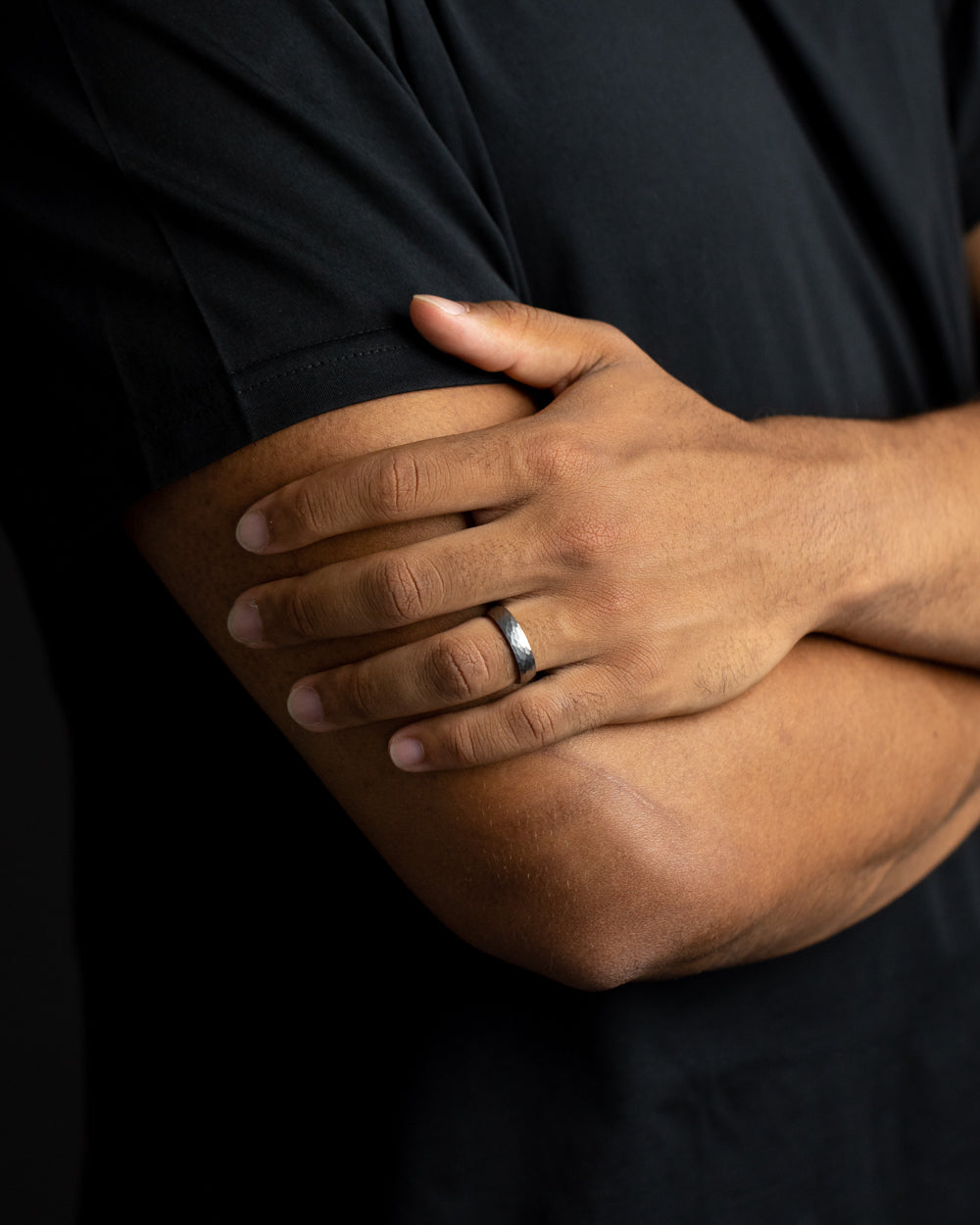 5mm Titanium ring with faceted grey finish