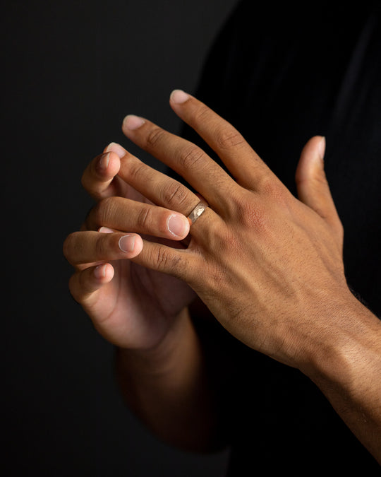 5mm Titanium ring with faceted bronze finish