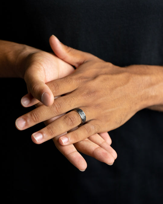 8mm Titanium ring with silver & black finish