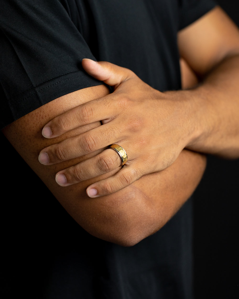 8mm Titanium ring with silver & gold finish