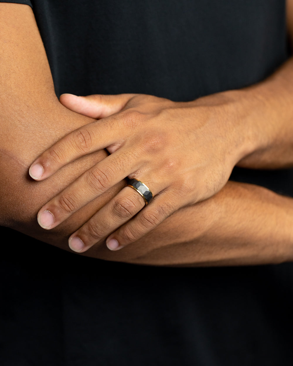 8mm Titanium ring with gold & black finish