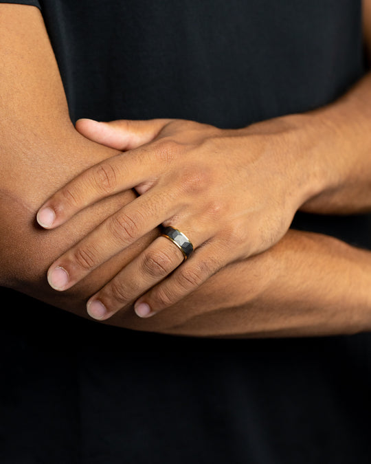 8mm Titanium ring with gold & black finish