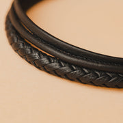 Triple bracelet with black Italian nappa leather