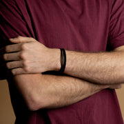 Drievoudige armband met zwart Italiaans nappaleer
