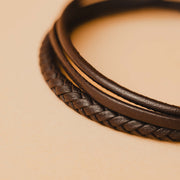 Triple bracelet with brown Italian nappa leather